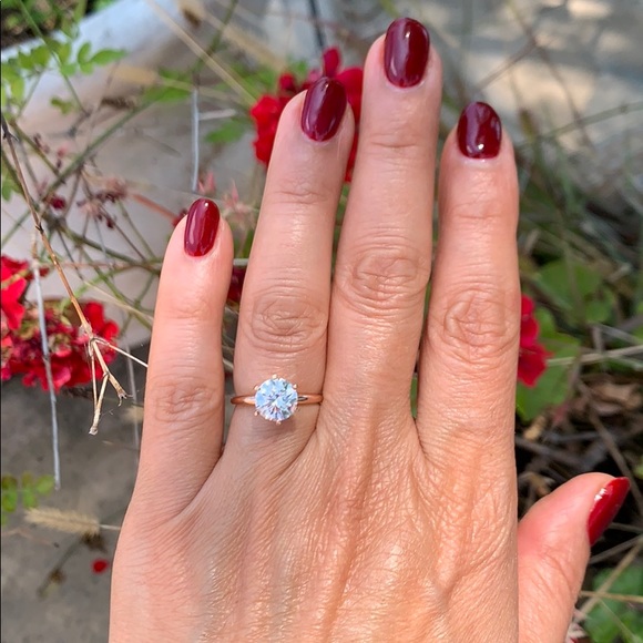 14k Rose Gold 2ct Round Engagement Ring 3 4 5 6 7 - Picture 4 of 11